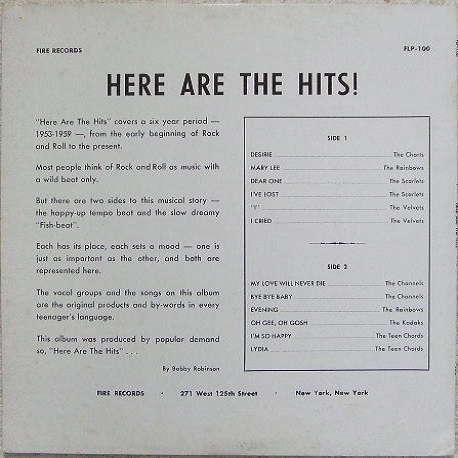 FLP-100 - Here Are The Hits ! Back Cover