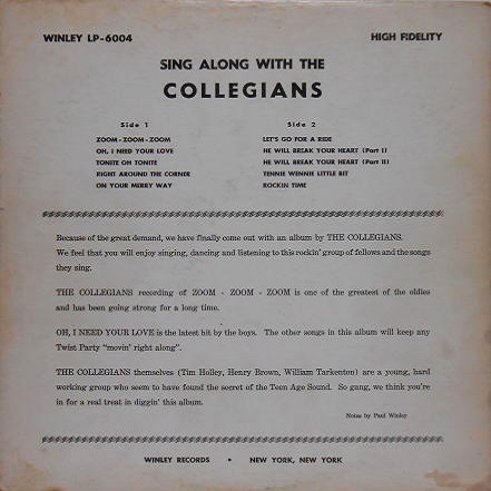 Winley-6004 - Sing Along With The Collegians Back Cover