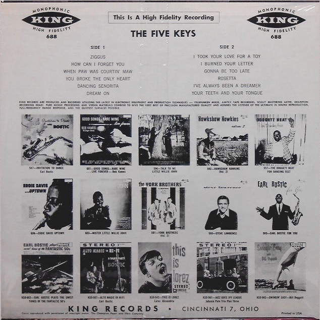 King 688 - The Five Keys Back Cover