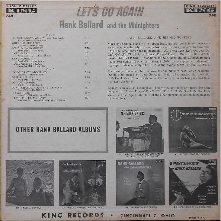 King 748 - Let's Go Again Back Cover