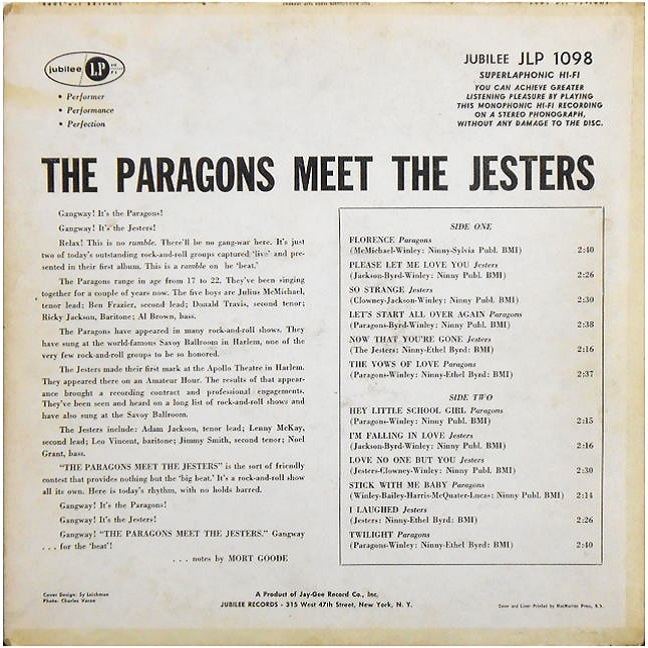 JGM-1098 - The Paragons Meet The Jesters　Back Cover